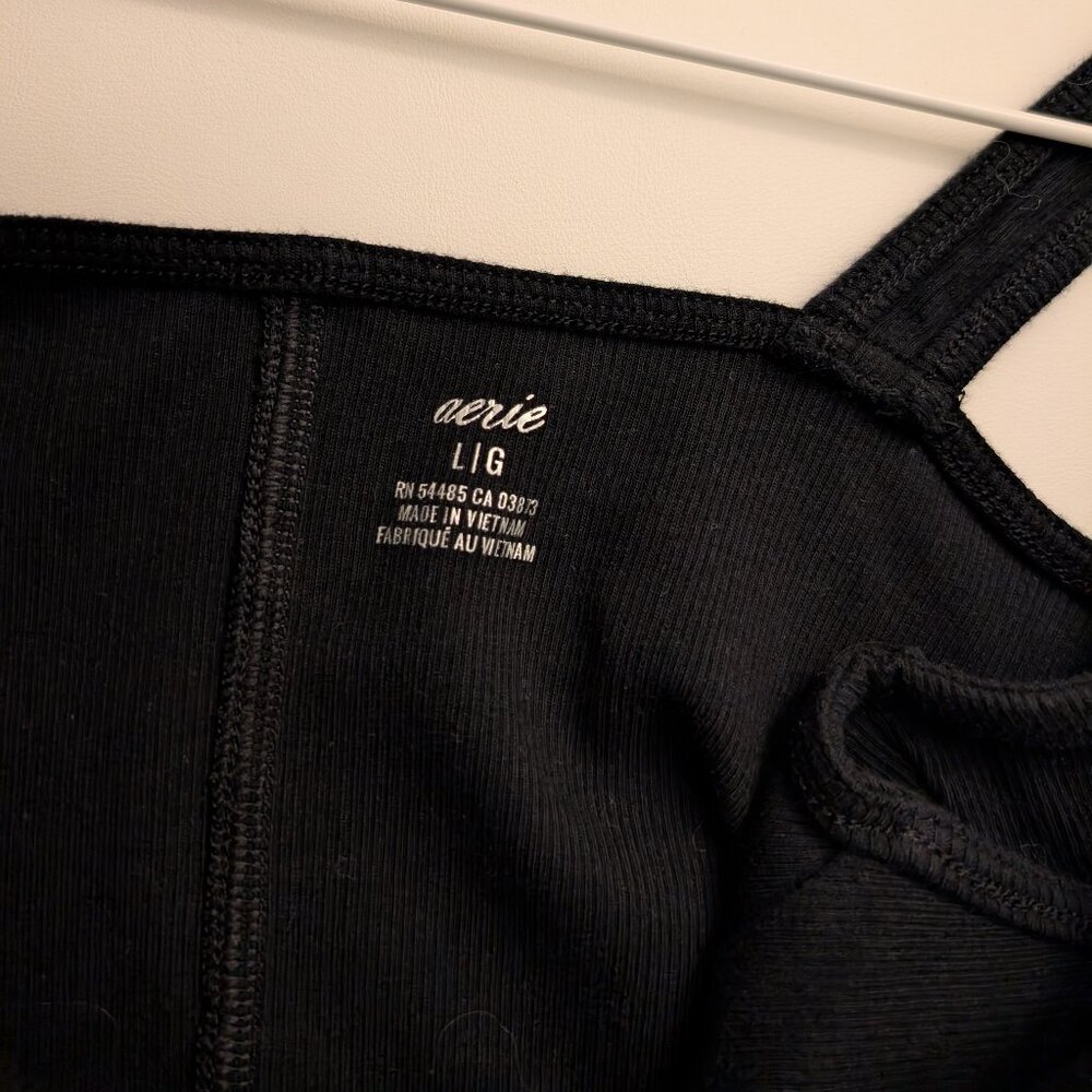 Aerie Classic Ribbed Black Dress - Picture 3 of 6